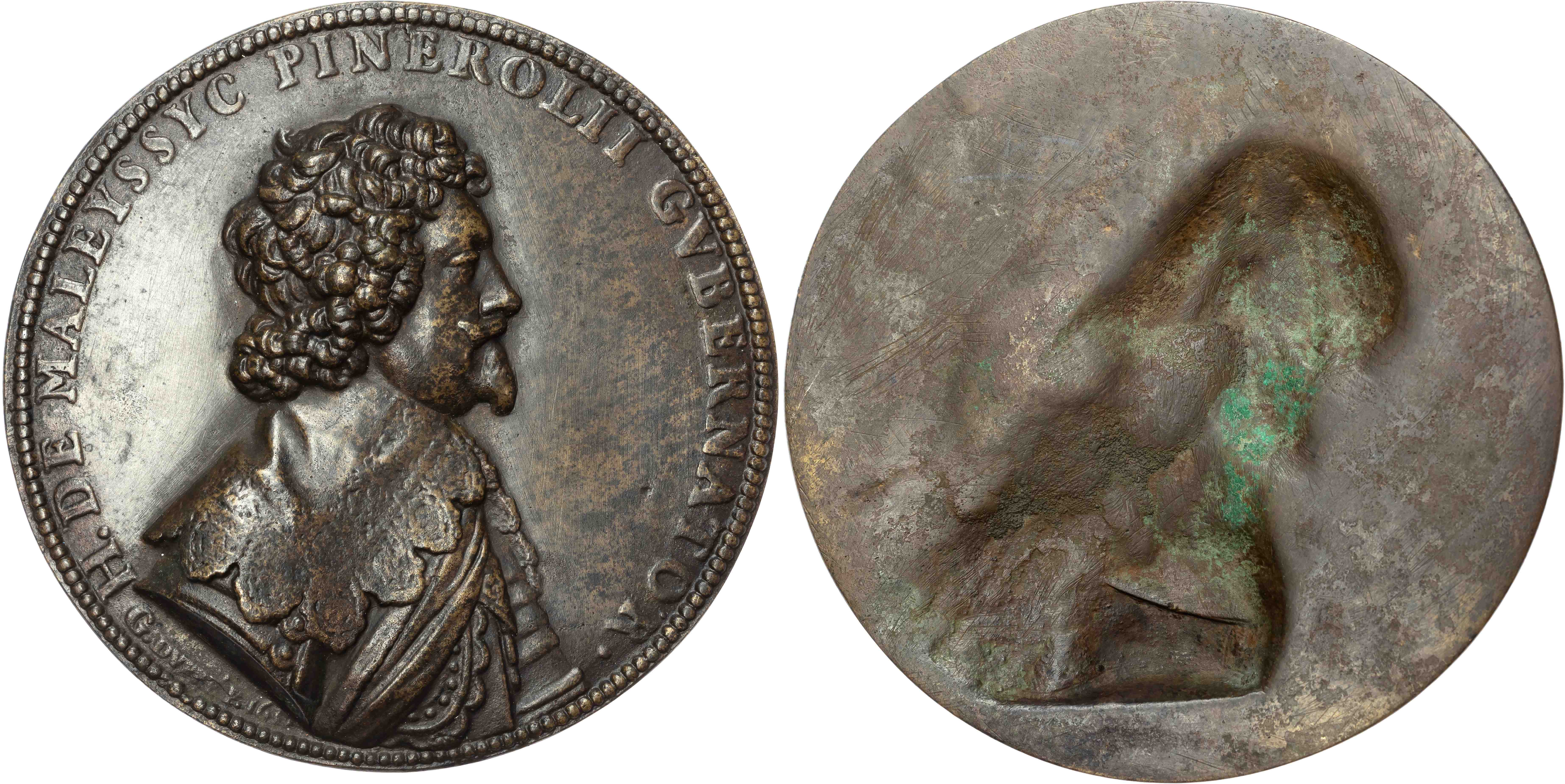 Italy, Henri de Maleyssic (1594–1666), Governor of Pignerol, uniface early cast bronze medal.