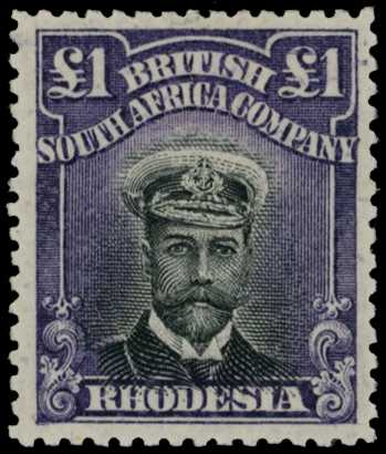 1913-7 £1 Head Die II, perf 14. Large part...