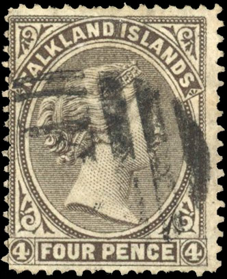 Falkland Is SG 2a 1879 4d with letters in watermark used