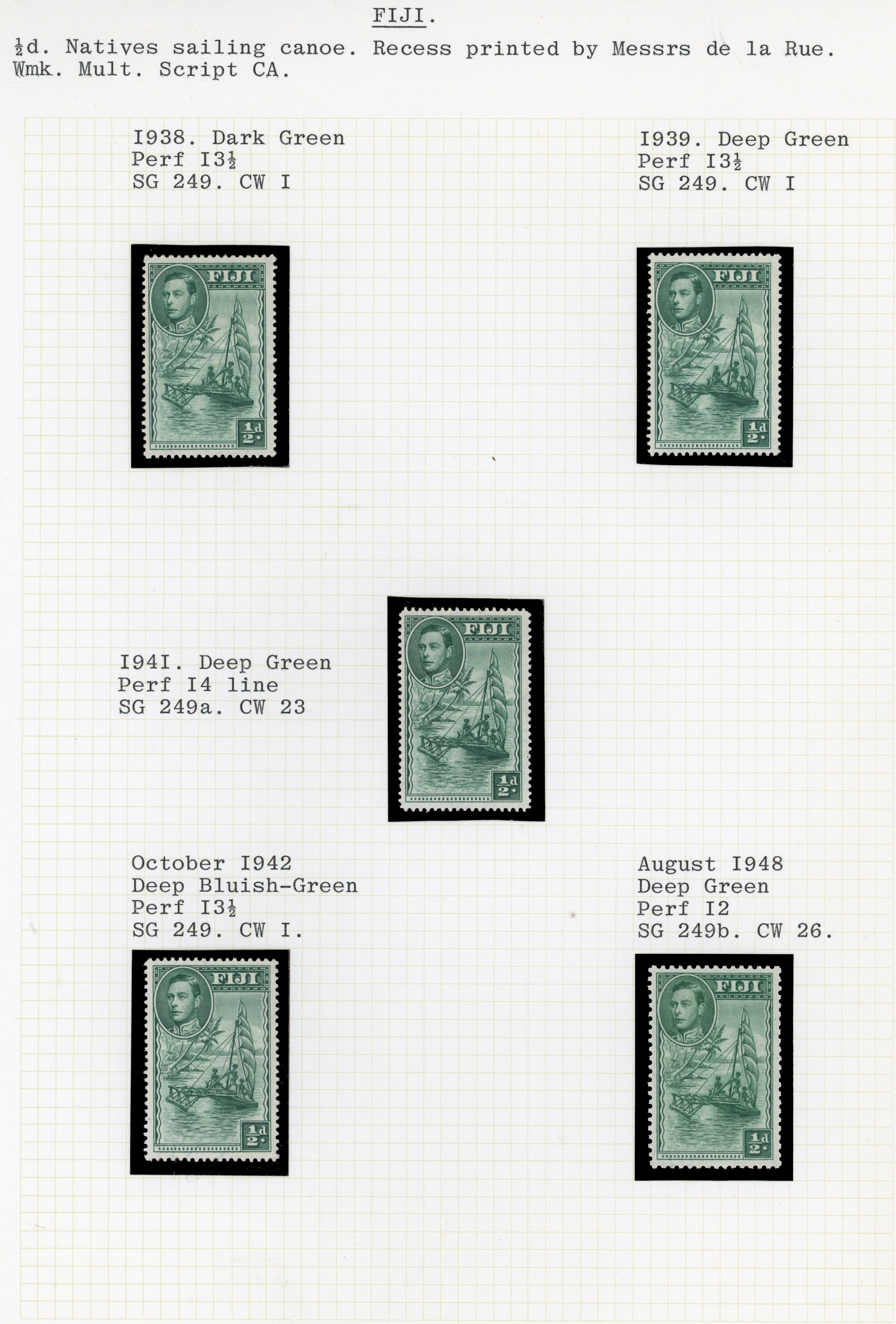 Fiji SG 249-266b printings collection mint