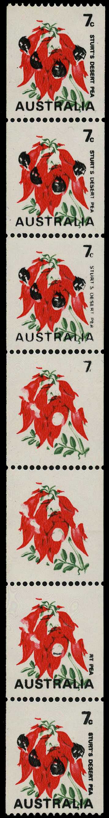 1970-75 7ct Sturt's Desert Pea vertical strip...