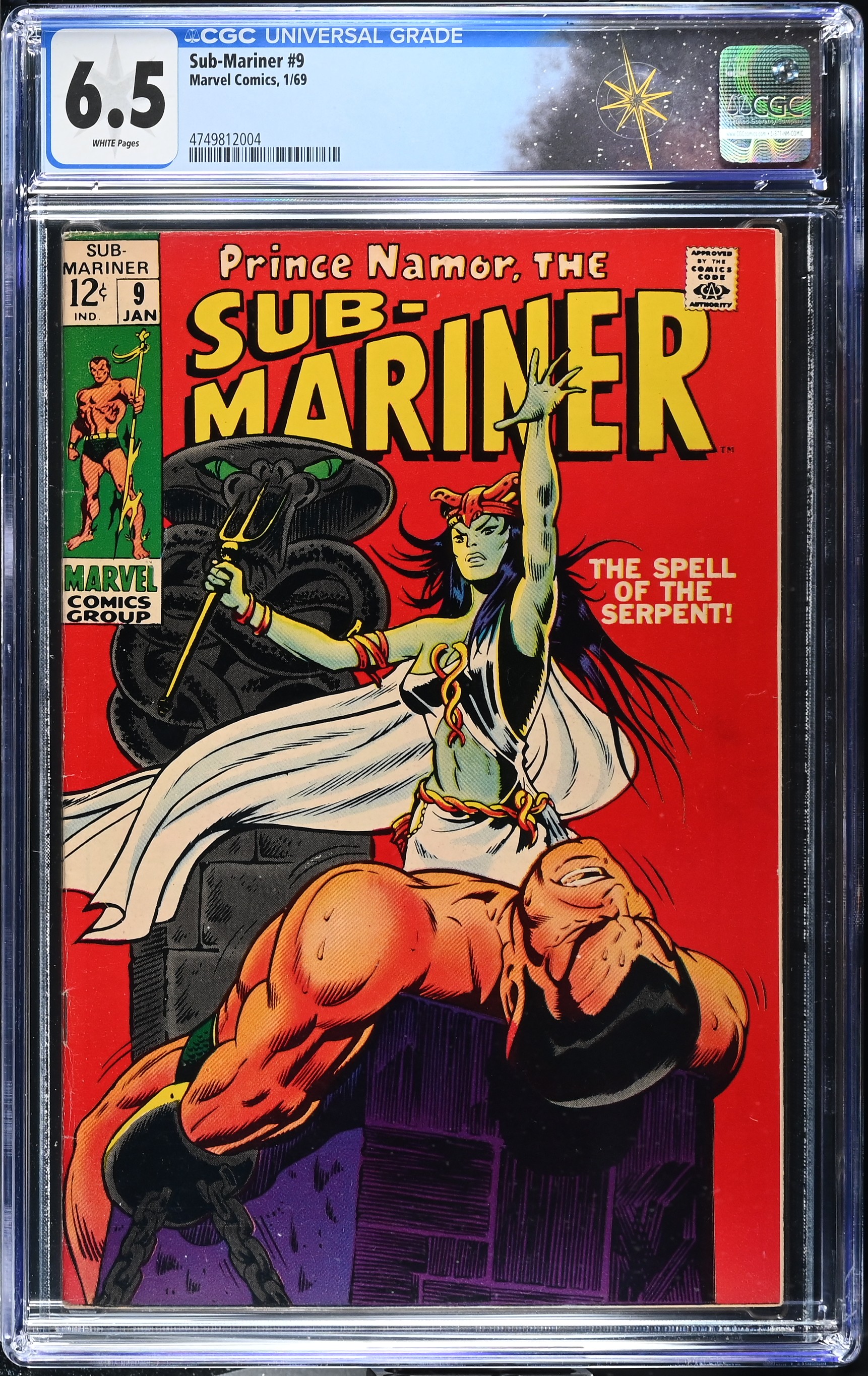 Sub-Mariner #9 CGC 6.5 1st Appearance of the Serpent Crown (Marvel Comics, 1969) White Pages