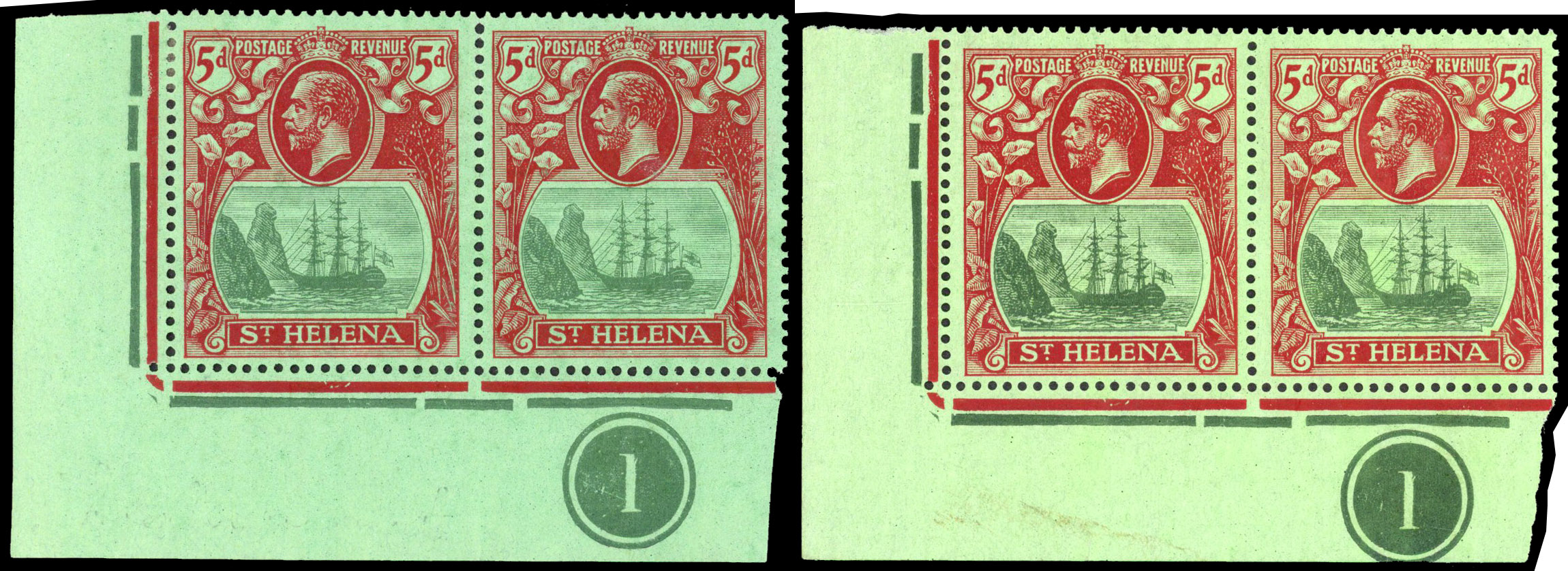 St Helena SG 103c Plate pairs mint
