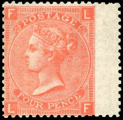 GB SG 94 1870 4d vermilion Plate 12 mint