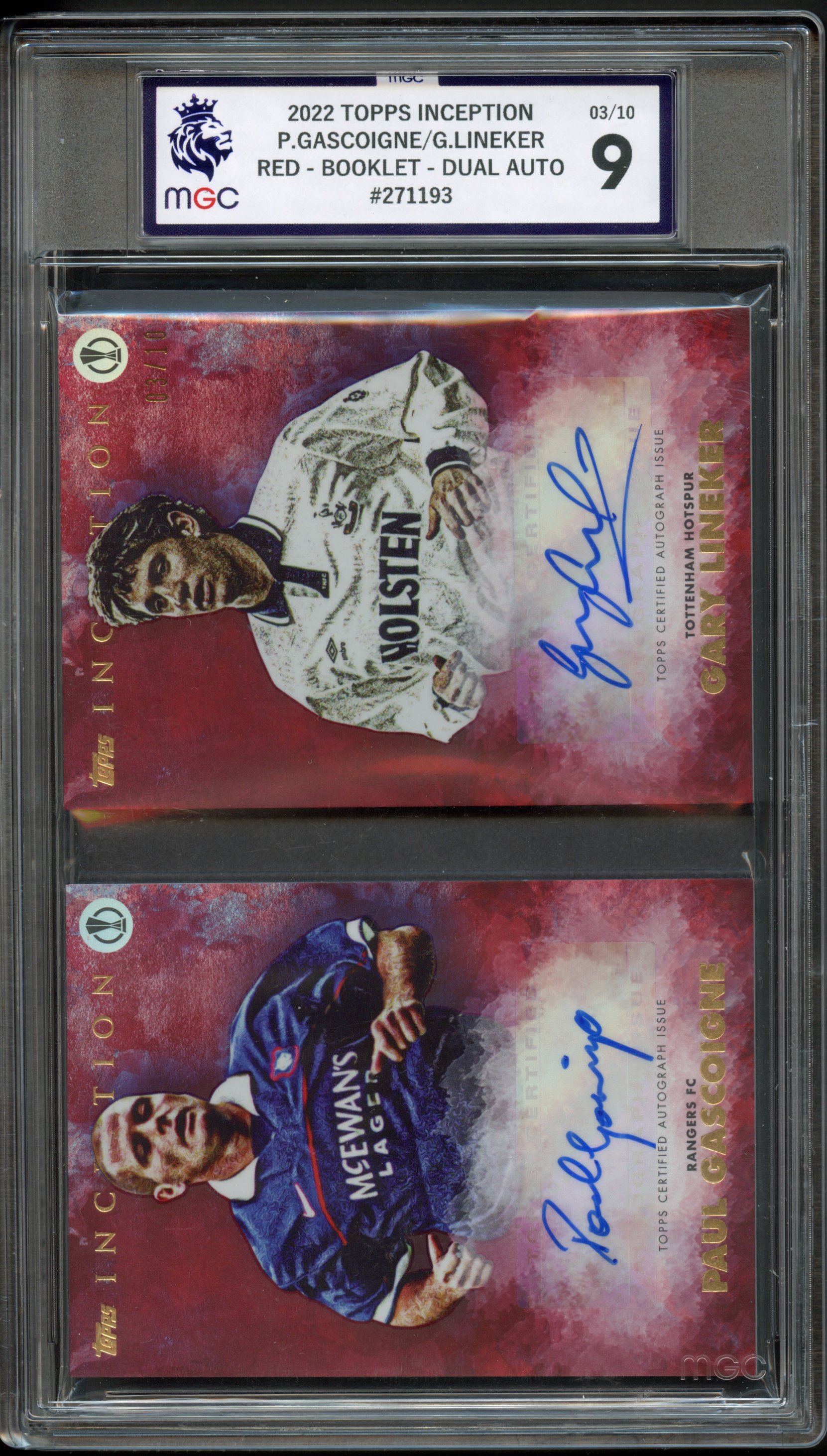 2022 TOPPS INCEPTION GASCOIGNE & LINEKER BOOKLET 03/10 RED DUAL AUTO #271193