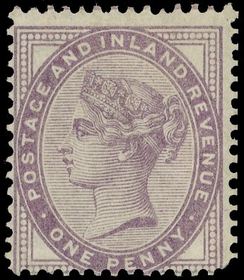 Great Britain 1881 1d lilac no wmk variety SG 172f lpog