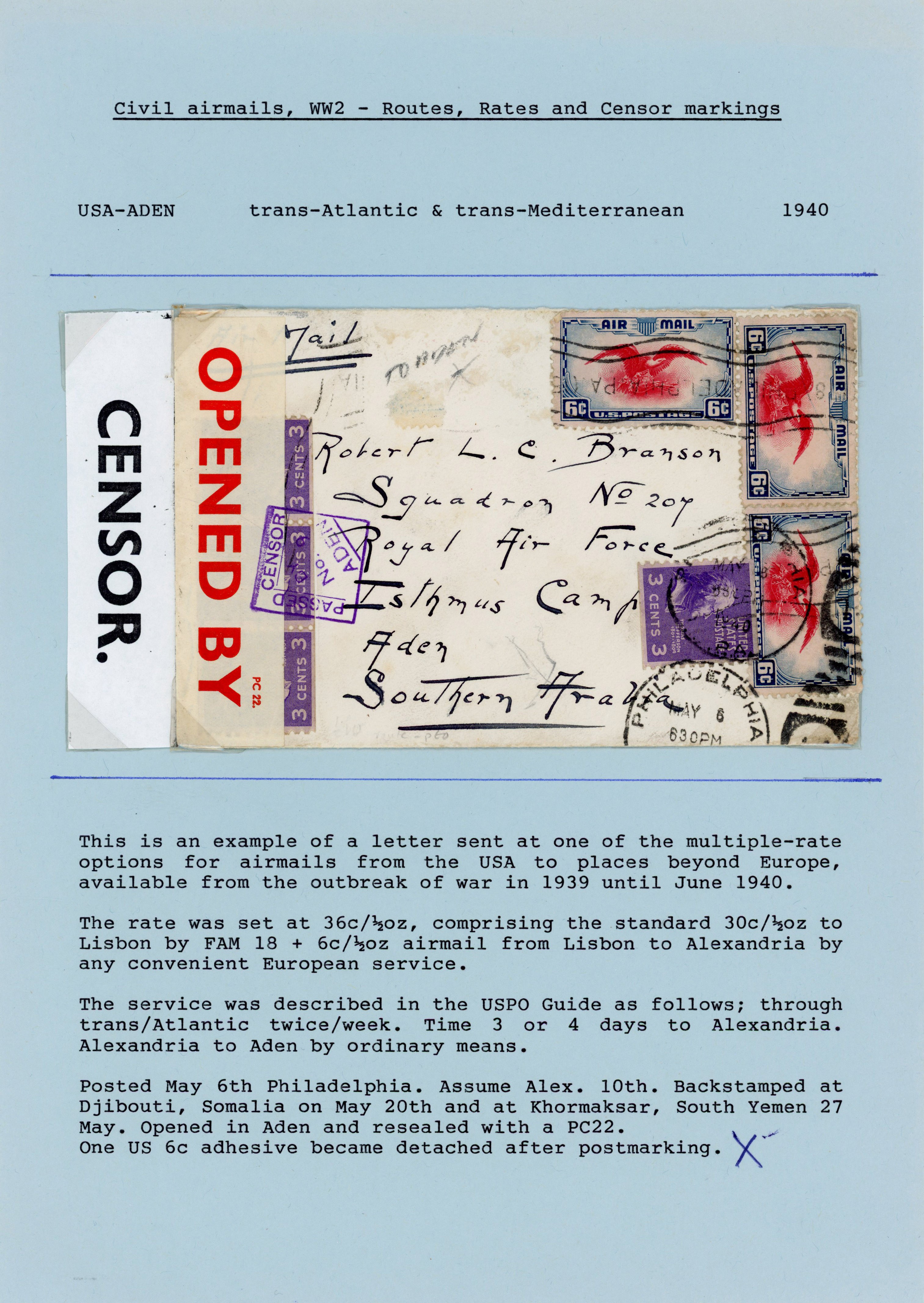 Aden 1940-5 Censor covers