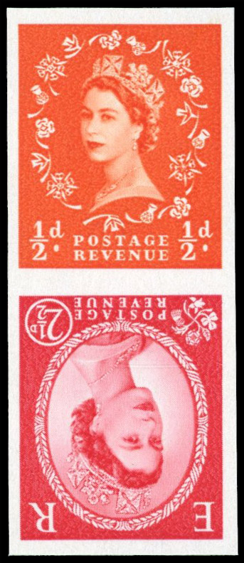 Great Britain 1963 ½d+2½d "Wildings", Vertical Tête-bêche Pair, BPMA Imprimatur, SG 570m