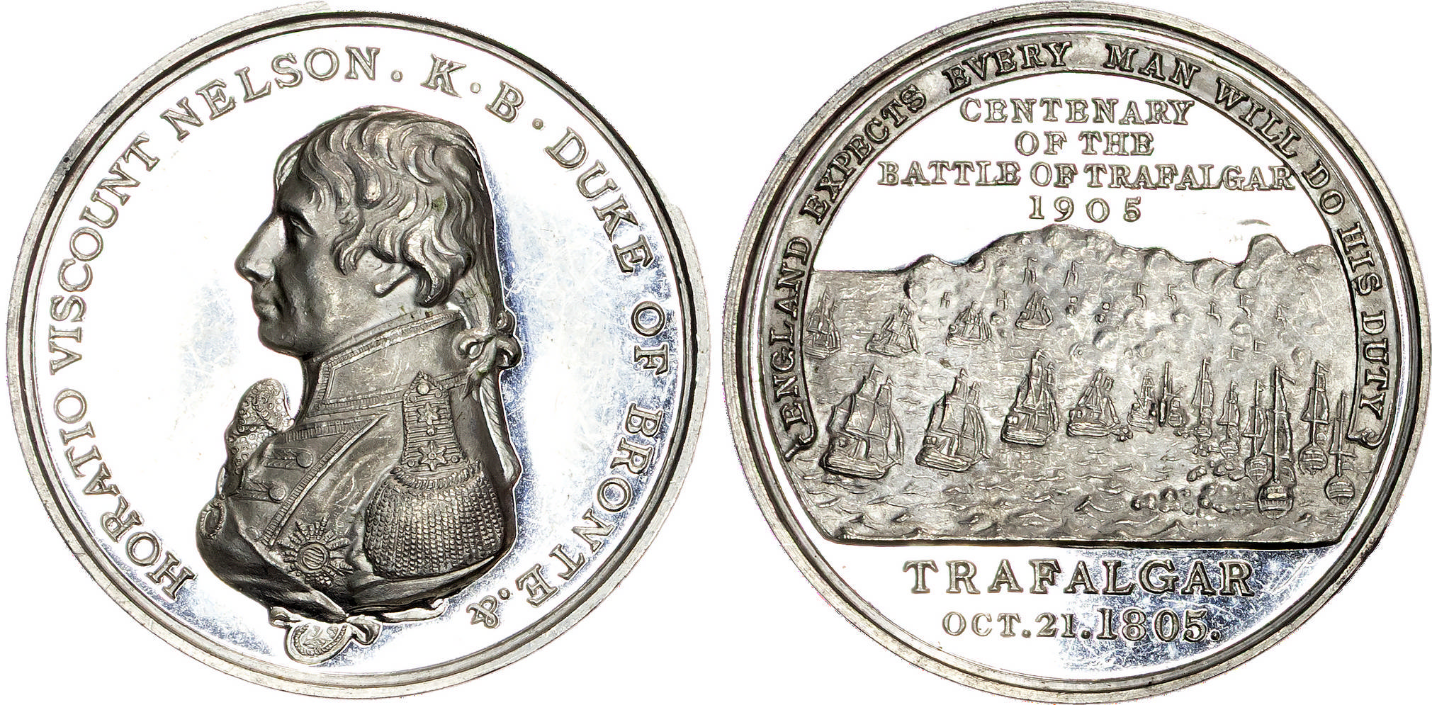 Edward VII, Centennial of the Battle of Trafalgar 1805, WM medal 1905 issued by Spink & Sons, after Küchler.