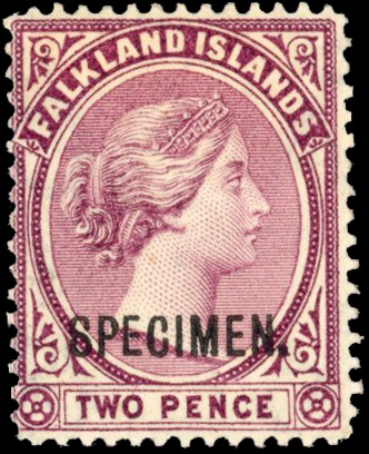 † Falkland Islands 2d reddish purple SPECIMEN