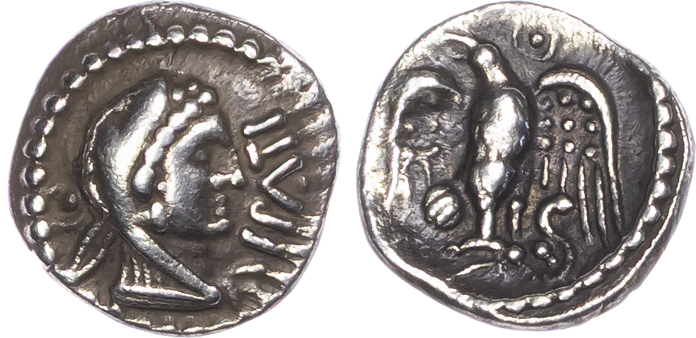 Atrebates and Regini, Epaticcus (c. AD 20-40) AR Unit, ‘Eagle’ type, 1.29g.