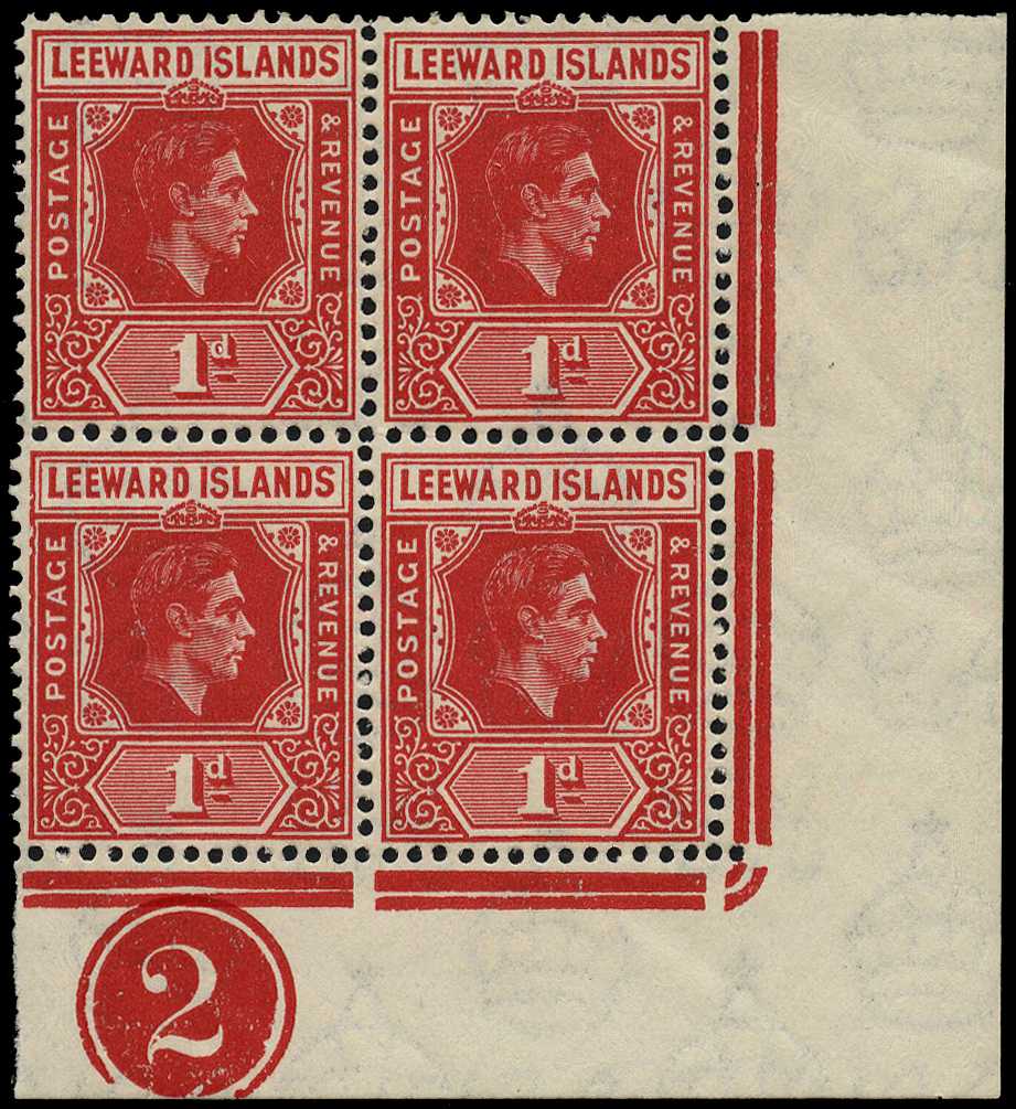 1942 1d carmine Plate 2 block of four from...