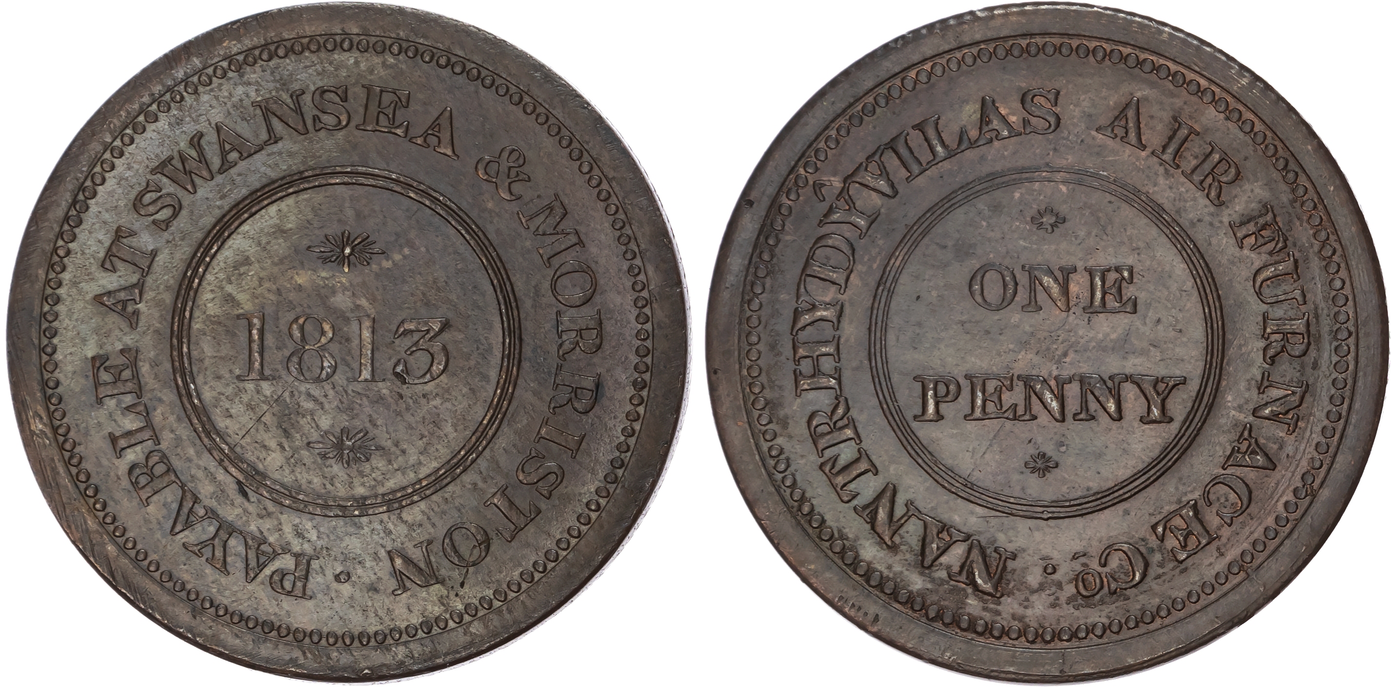 SWANSEA & MORRISTON , Glam . Bevan Family, Nantrhydyvilas Air Furnace (mineral extraction from slag) Penny 181…