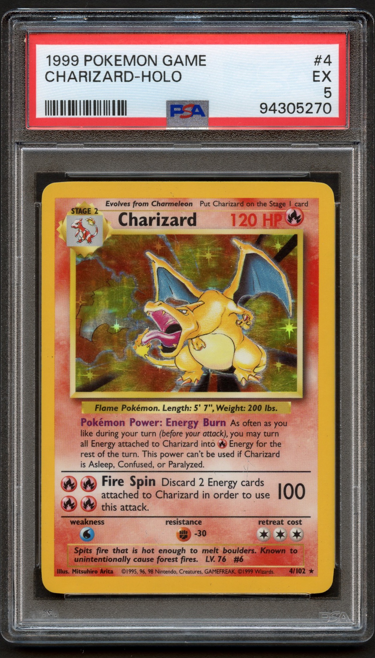 PSA 5 Charizard - Unlimited Base Set Holo 4/102 - 1999