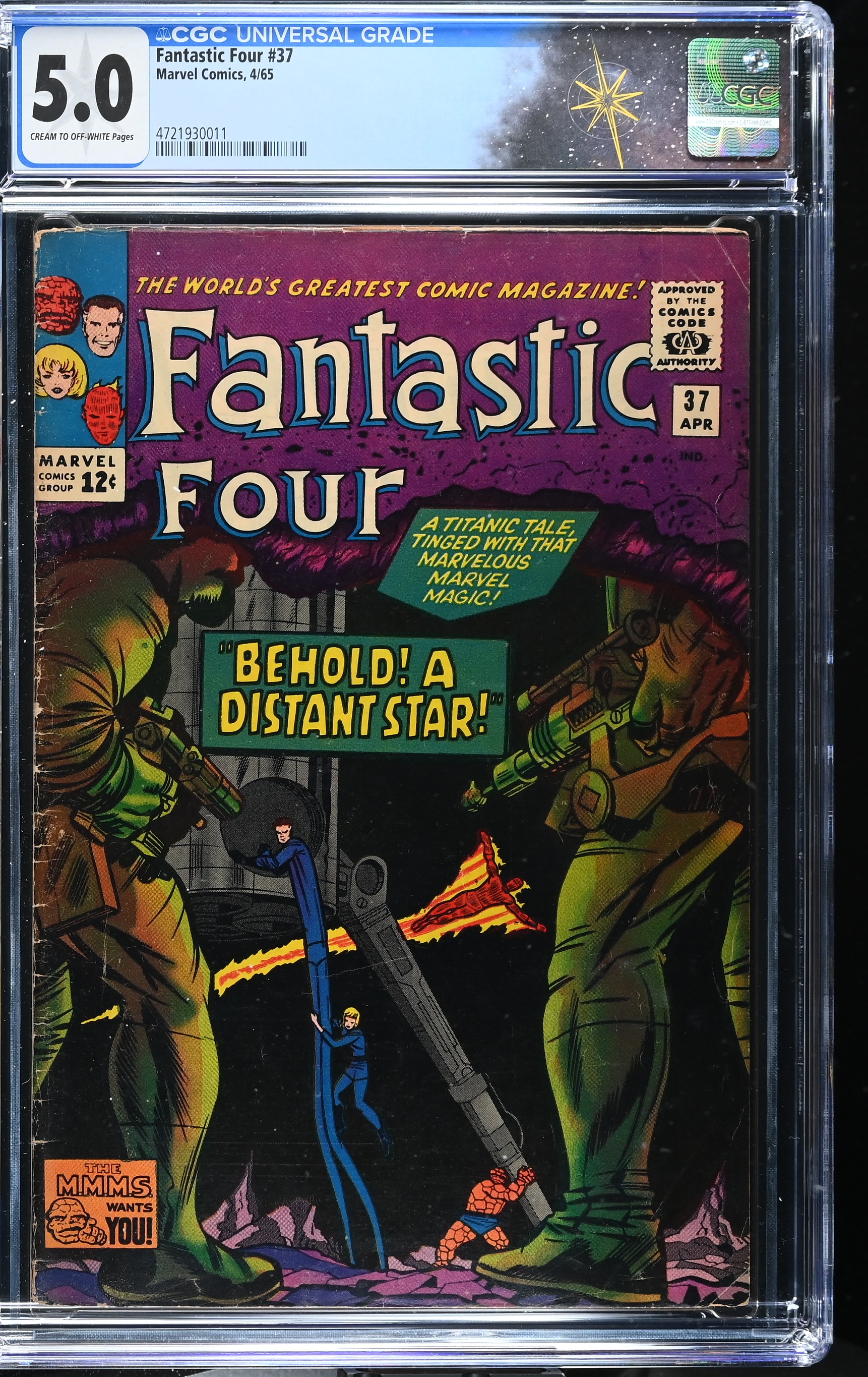 Fantastic Four #37 CGC 5.0 1st Appearance of Anelle (Marvel Comics, 1965) Cream to Off-White Pages