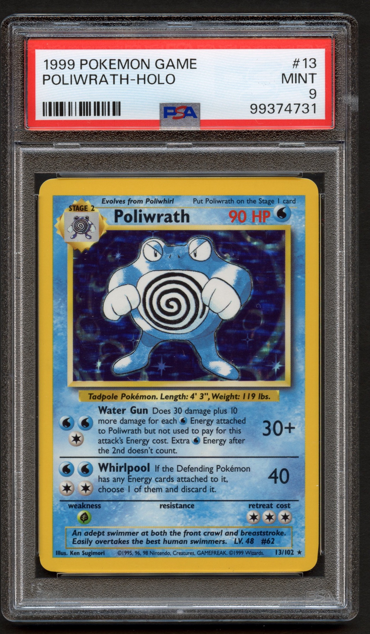 PSA 9 Poliwrath Holo #13 Base Set