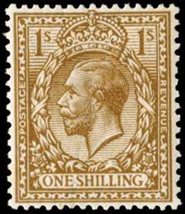 1913 1s Bistre (Varnish ink). Very fine unused o.g. example of this rare variety. Spec....