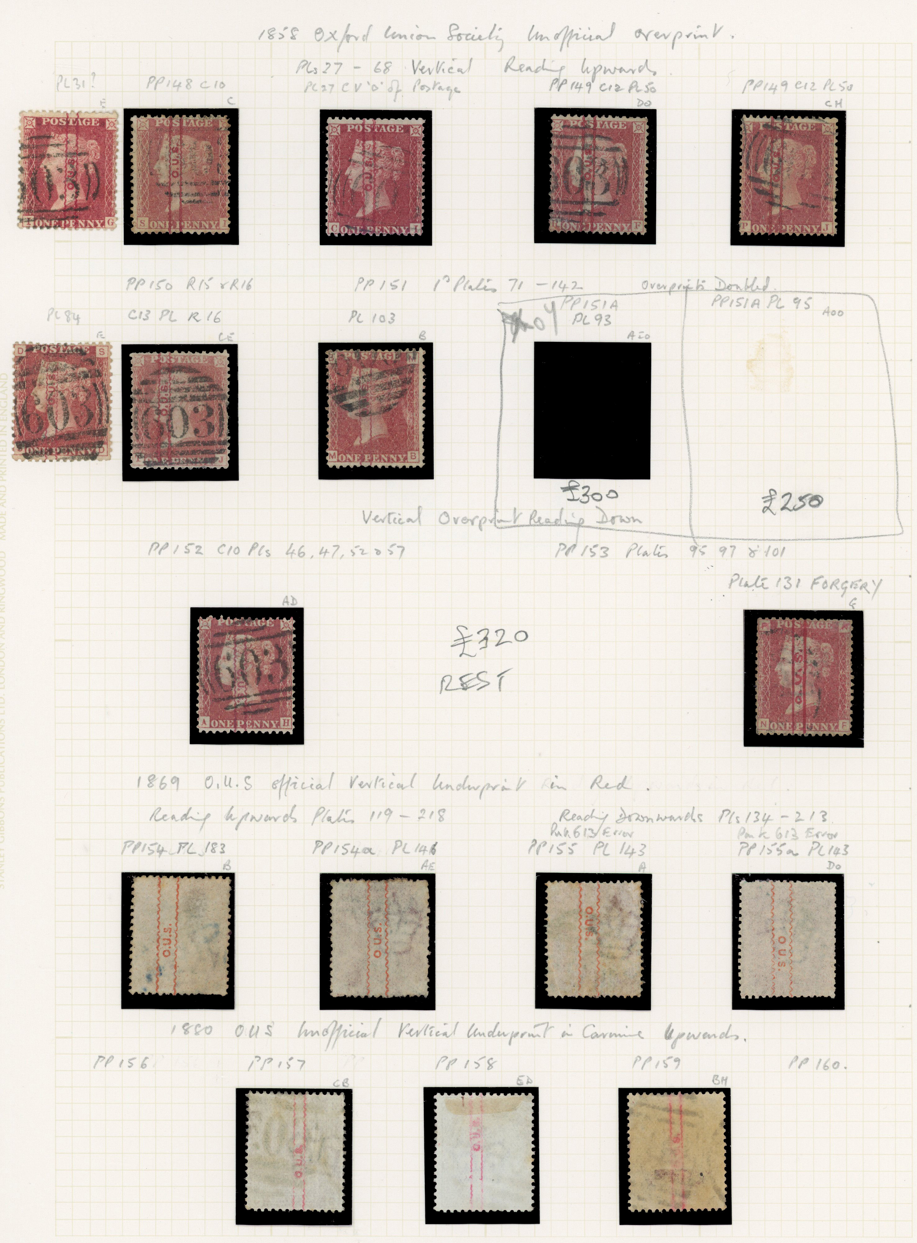 1858-71 Oxford Union Society (O.U.S.) Group of twenty one examples