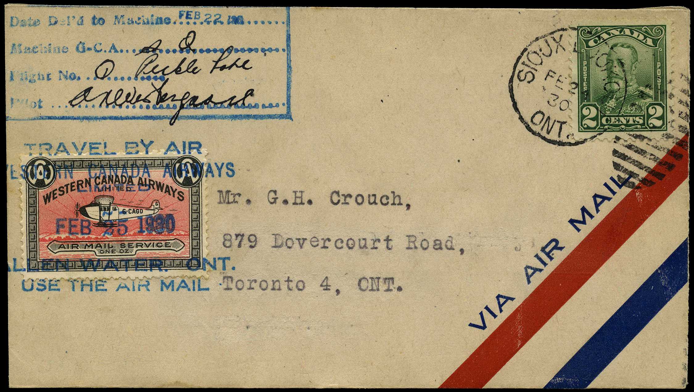 AIRMAILS: 1930 Western Canada Airways...