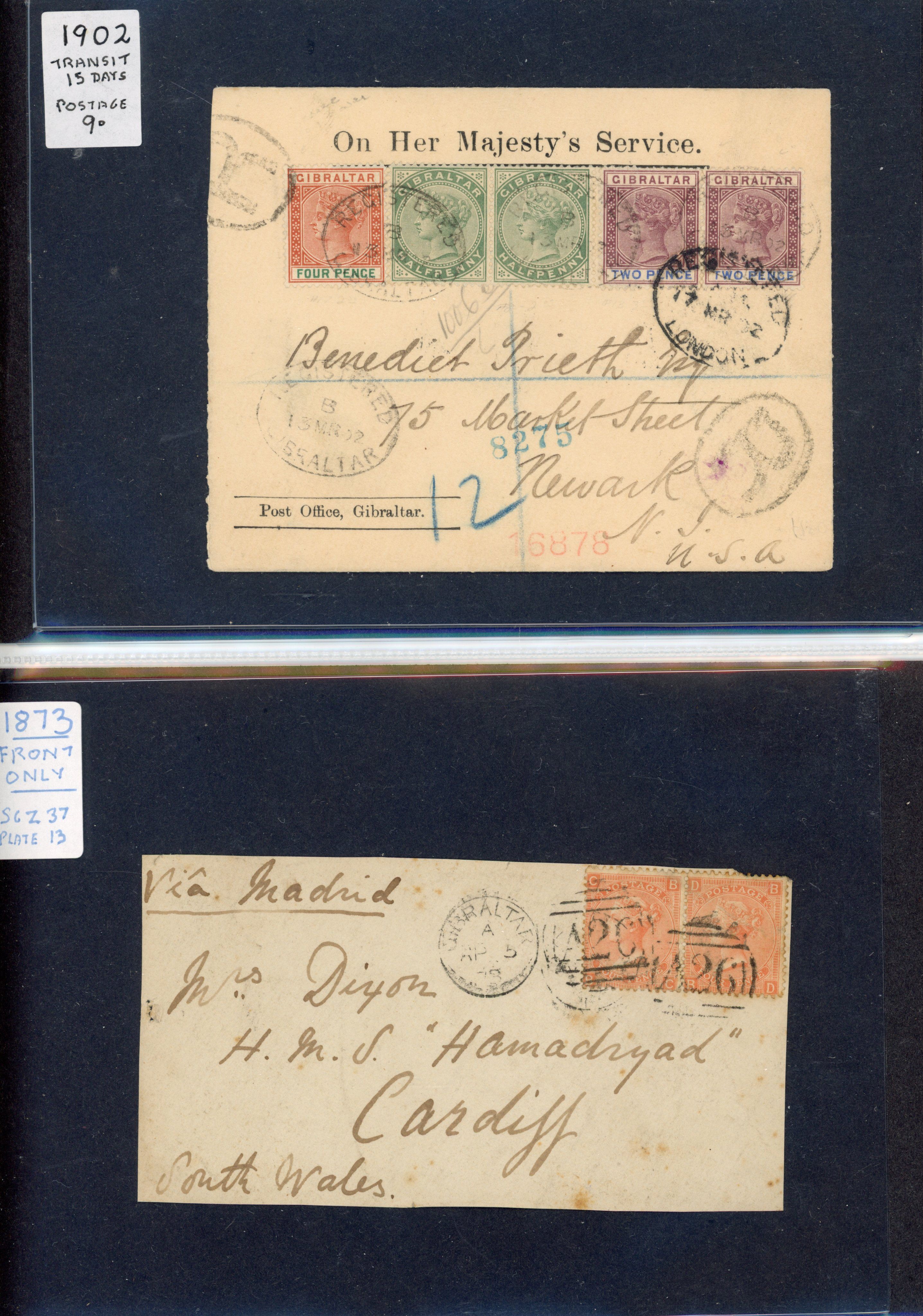 Gibraltar Postal History 1861-1902 small QV group