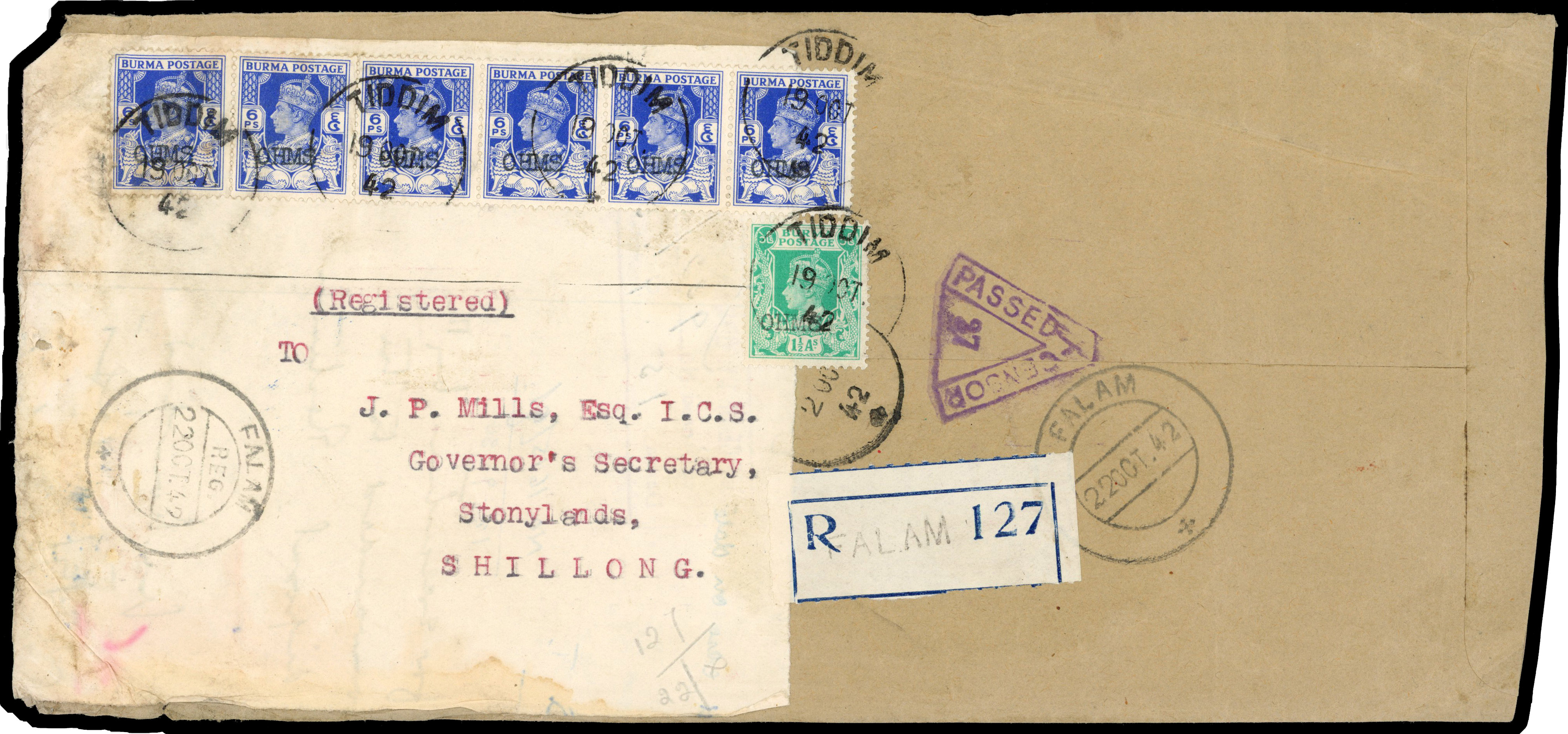 Burma 1942 Chin Hills OHMS cover