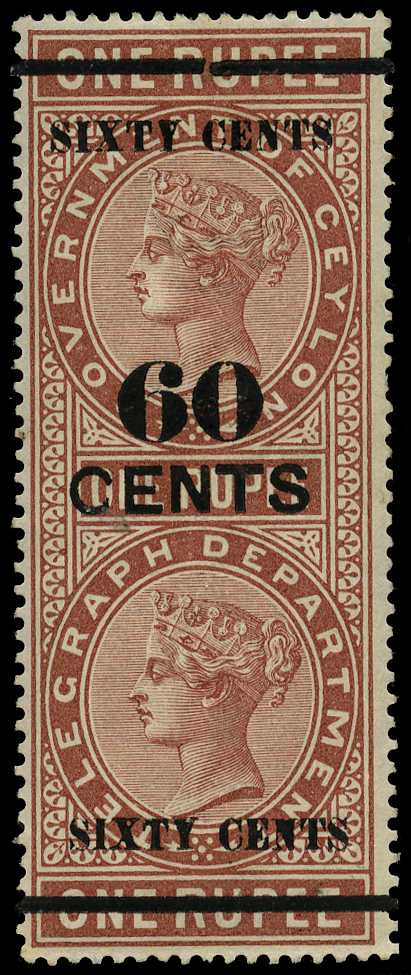 1887 60ct on 1r red-brown surcharge Type T65,...