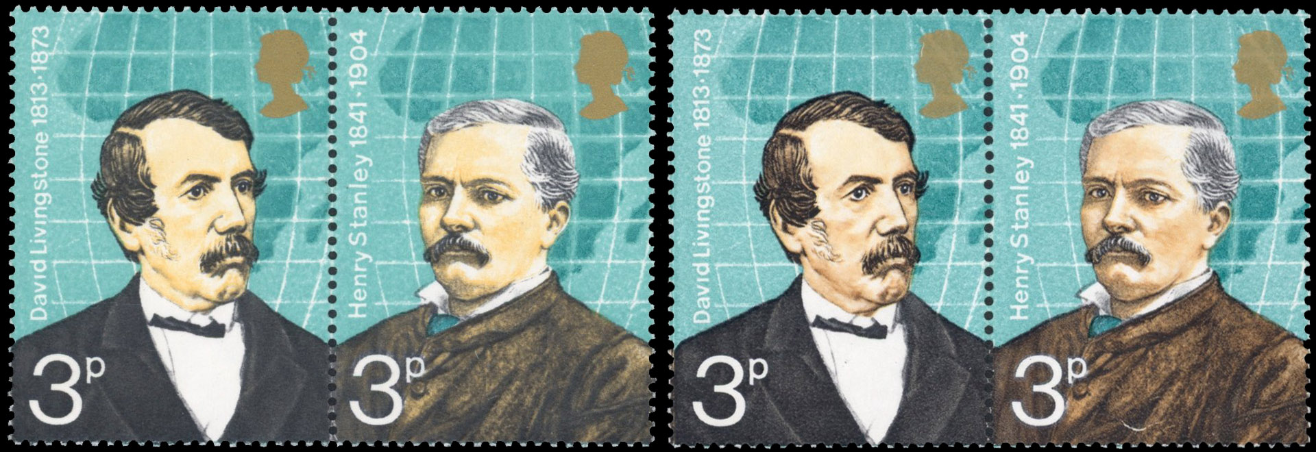 GB SG 923ad 1973 3p Explorers pair, light orange-brown omitted mint