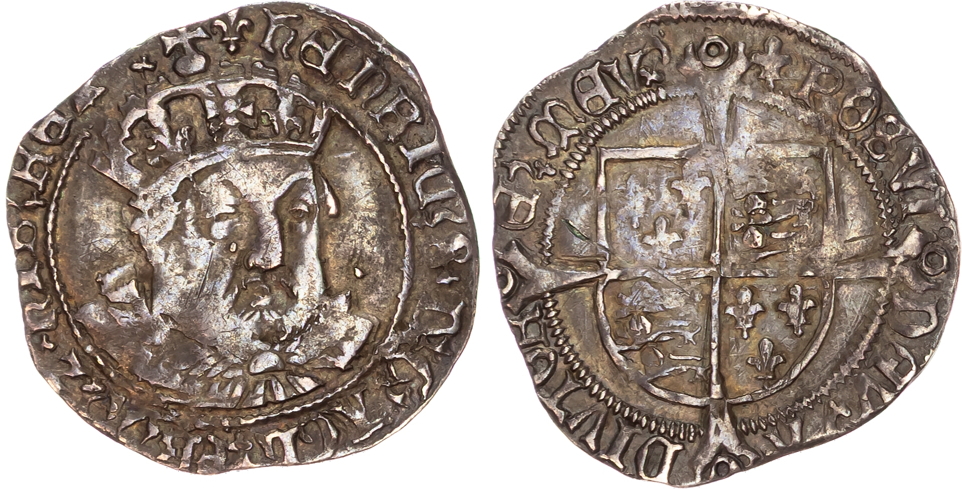 Henry VIII (1509‑1547) AR Groat 2.32gm. Third Coinage ‑ 1544‑1547, Tower mint, mm: Lis.