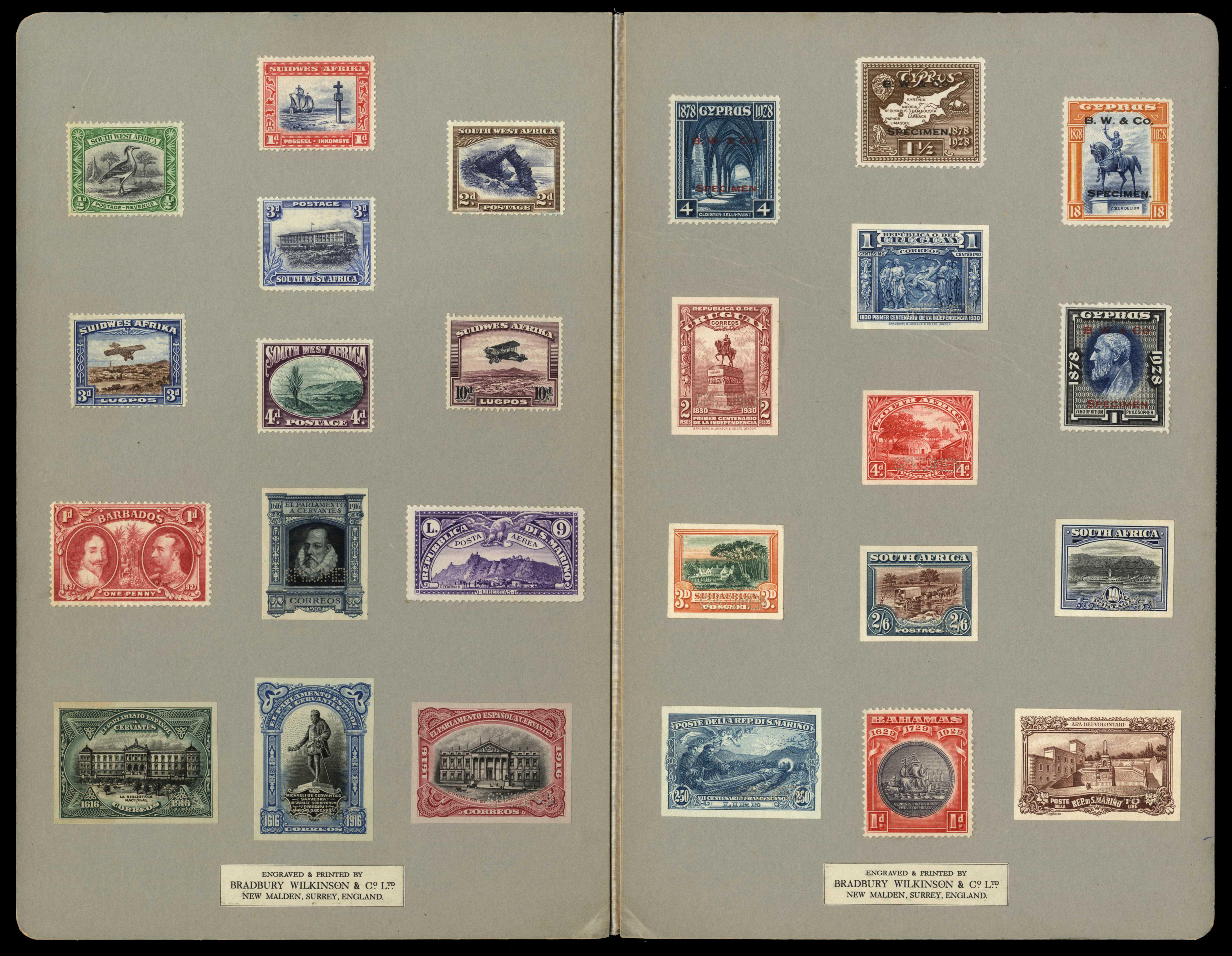 Bradbury Wilkinson South Africa South West Africa SAMPLE BOOK complete specimens