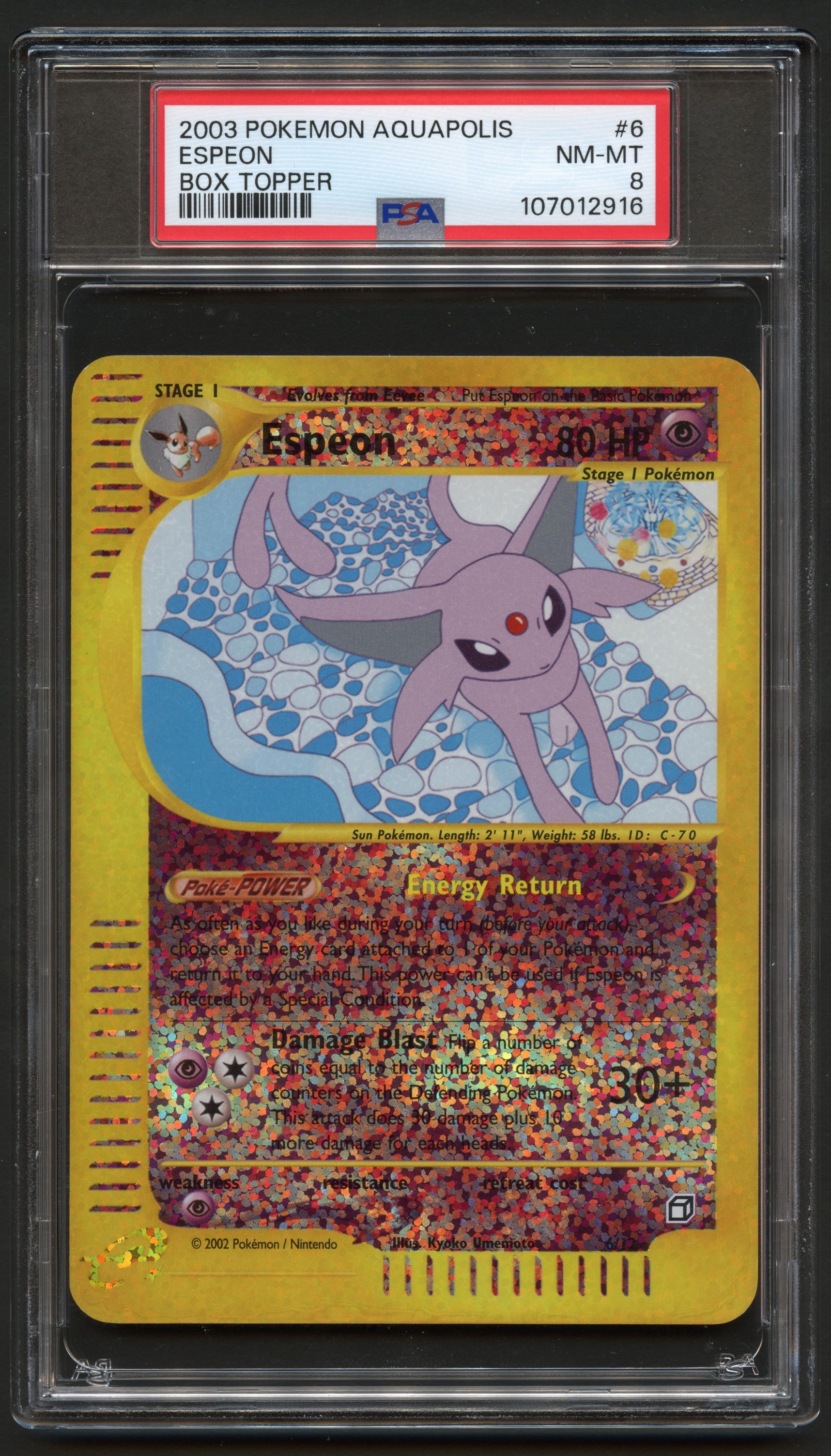 PSA 8 Espeon - Aquapolis Box Topper #6 