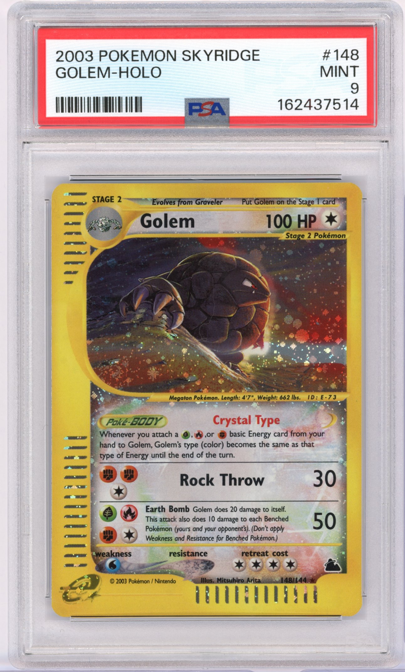 PSA 9 'Crystal' Golem #148 Holo Skyridge