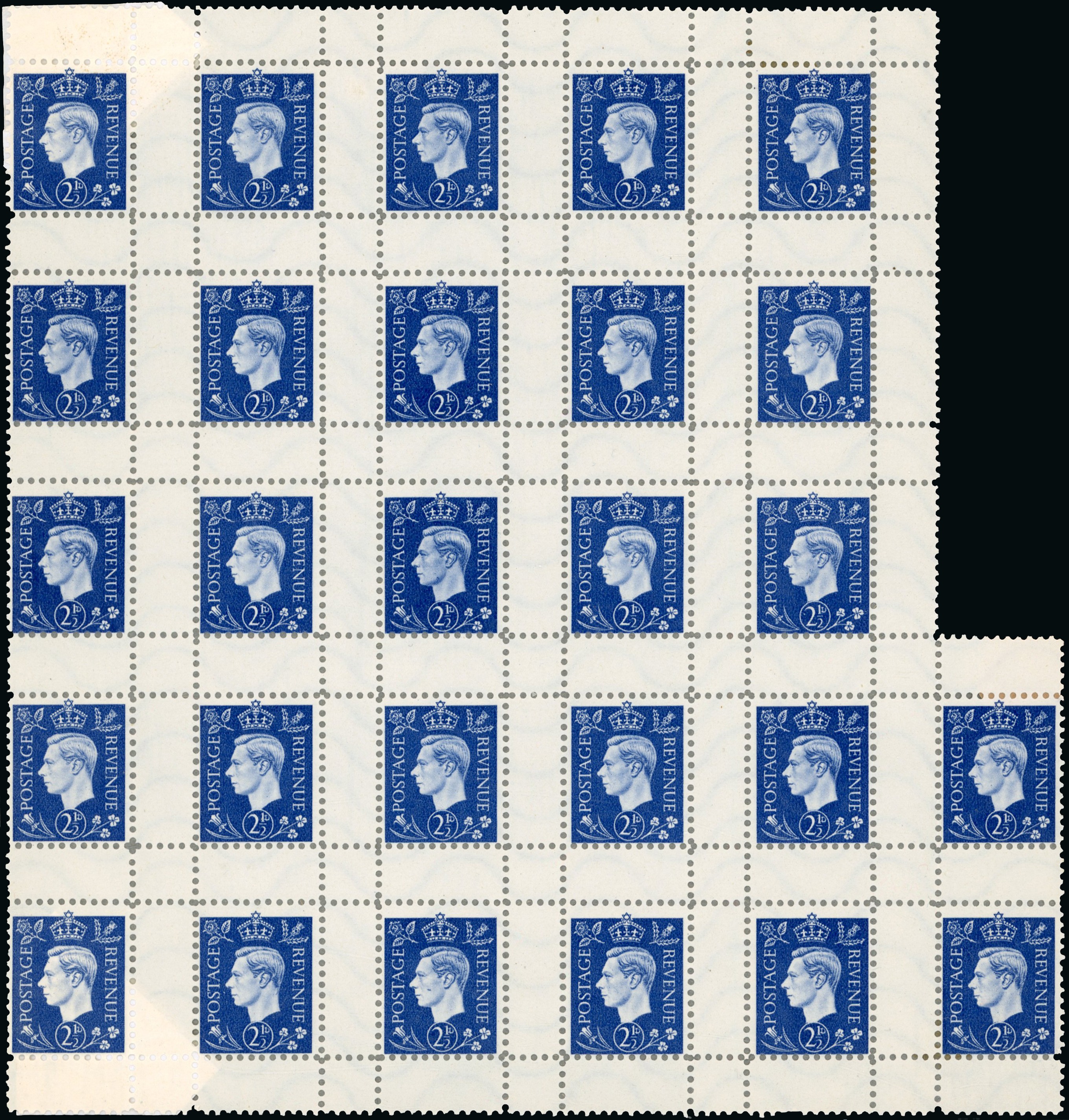 German Propaganda Forgeries; 1937 2½d block of 27 unused