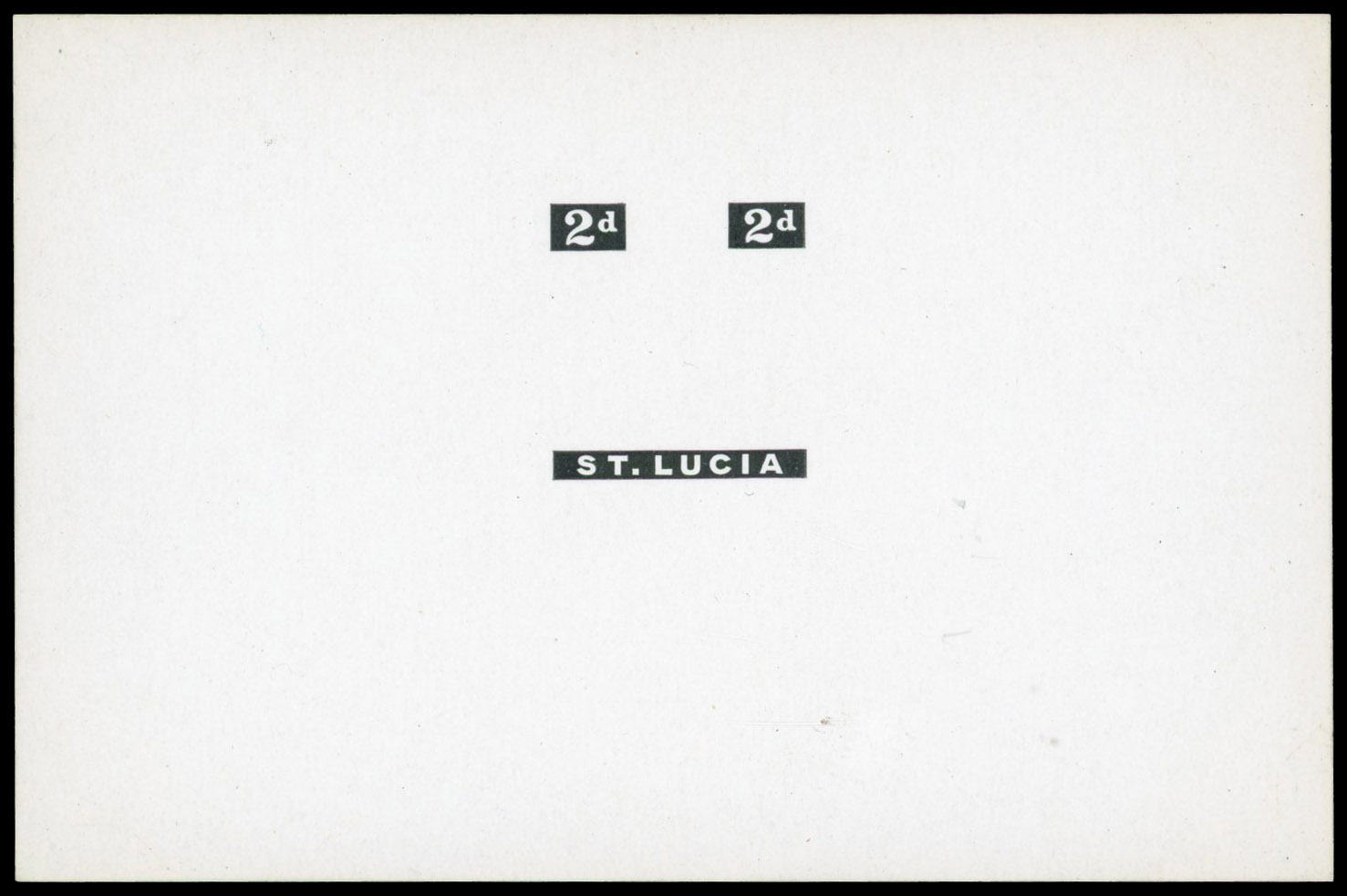 St Lucia 1912-21 2d DLR frame die proof in black on glazed card, for SG 80.