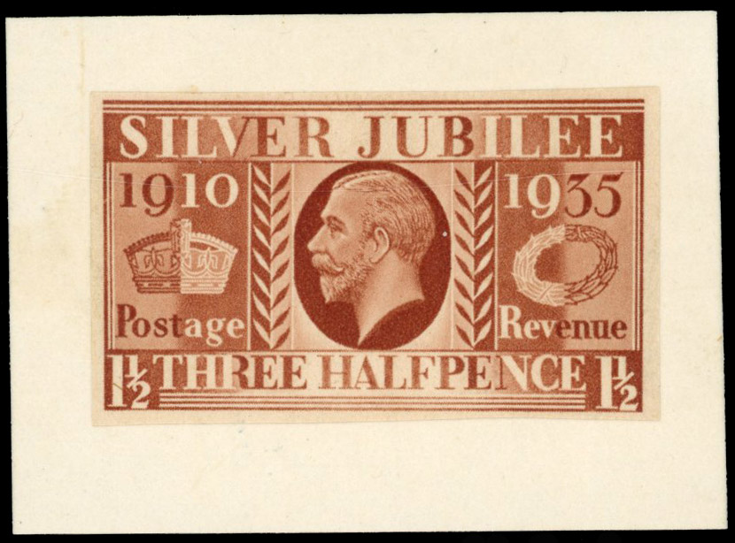 GB SG 455 1935 1½d Jubilee imperforate colour trial, For SG 455