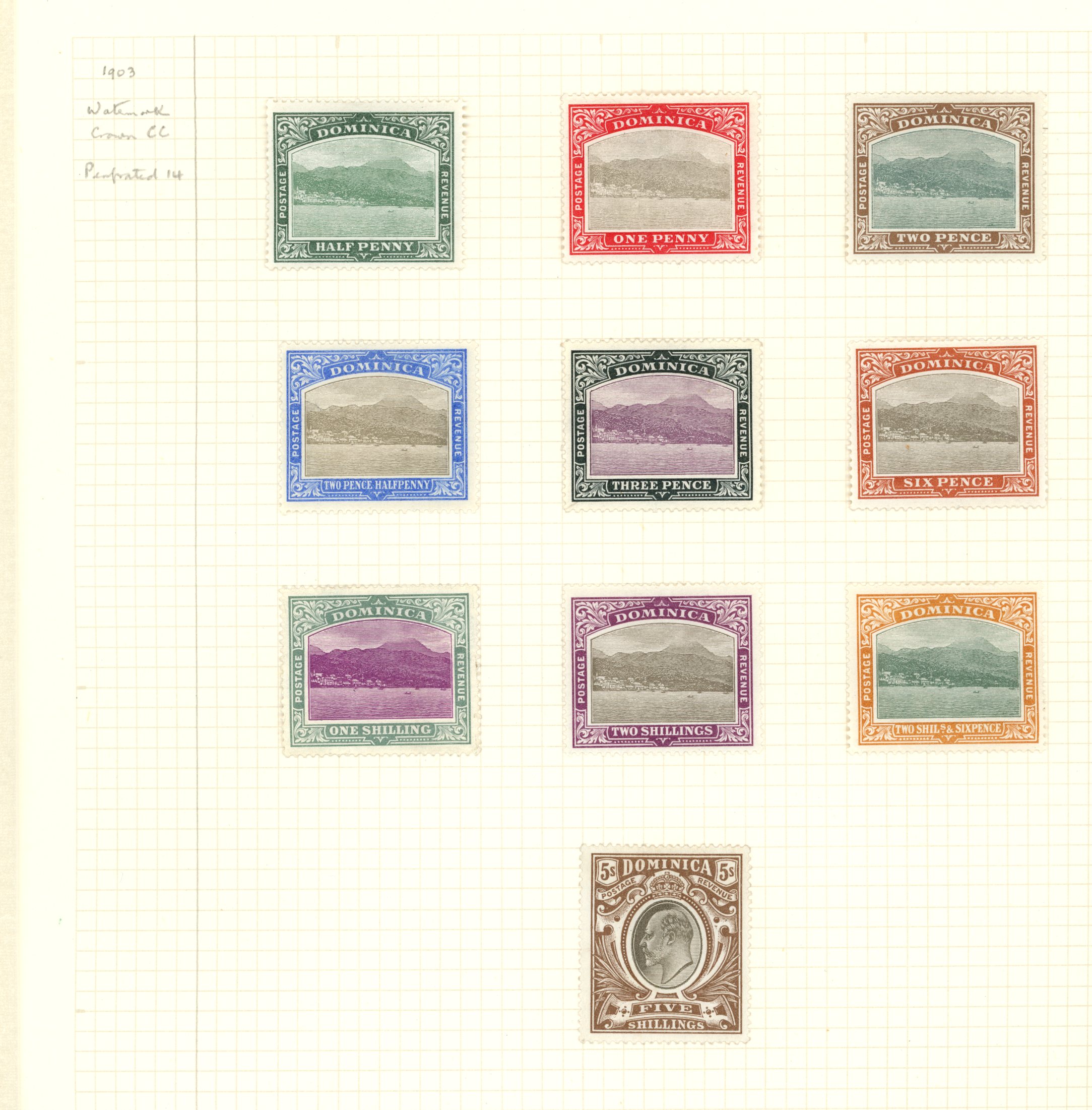 1903-07 set of ten to 5/- black and brown...