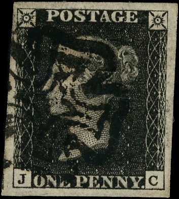 Great Britain 1840 1d Black Pl.5. Very fine used good to huge four margin...