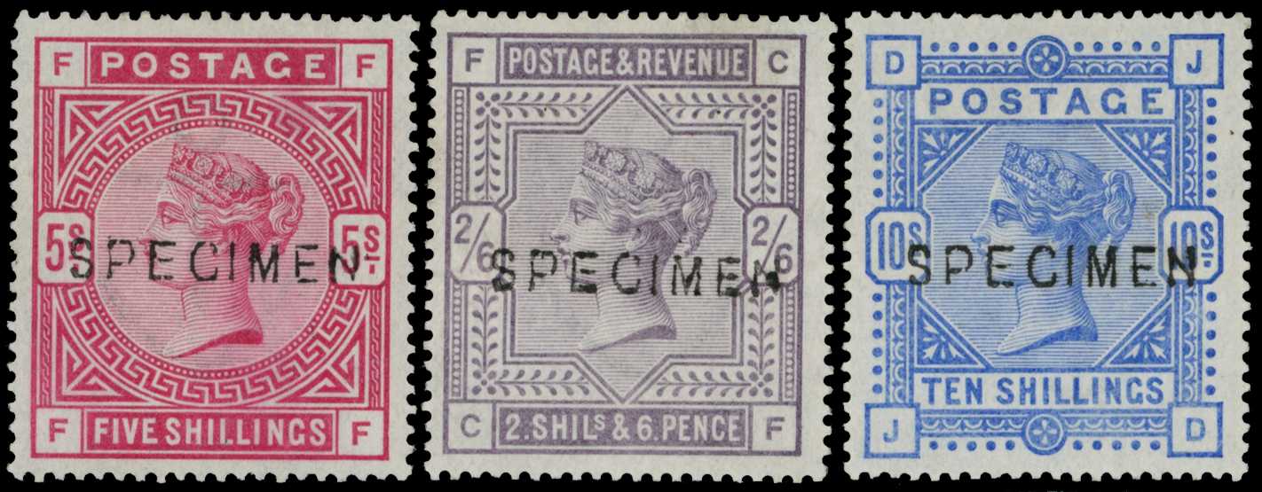1884 2/6d, 5/- and 10/- set of three...