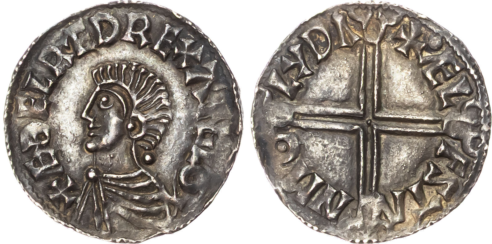 Aethelred II (978-1016) Penny, Long Cross type (c. 997-1003), Lydford mint, moneyer Elfstan.