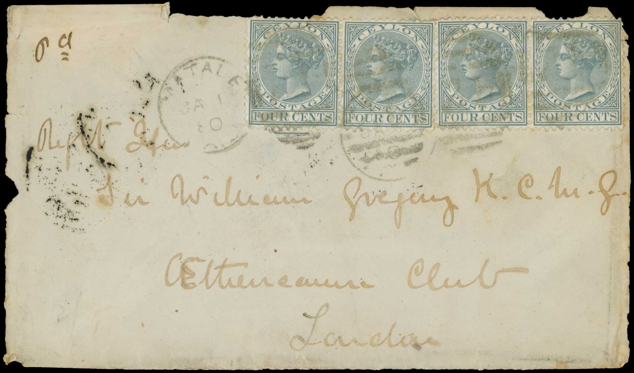 POSTAL HISTORY: 1880 cover front addressed to...