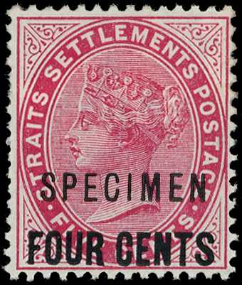 1899 4ct on 5ct carmine overprinted SPECIMEN...