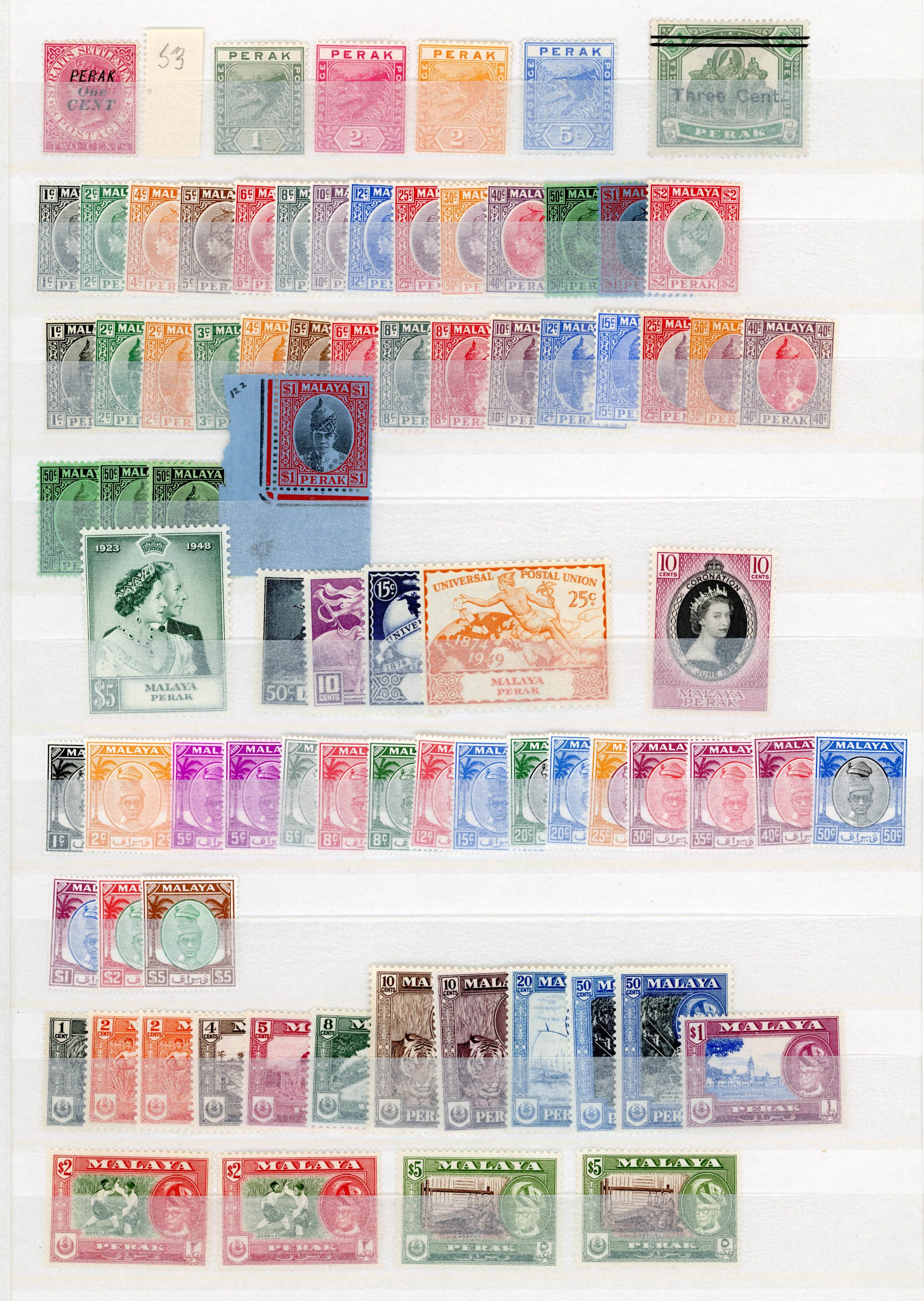 Malaya Perak 1891-1957 collection mint