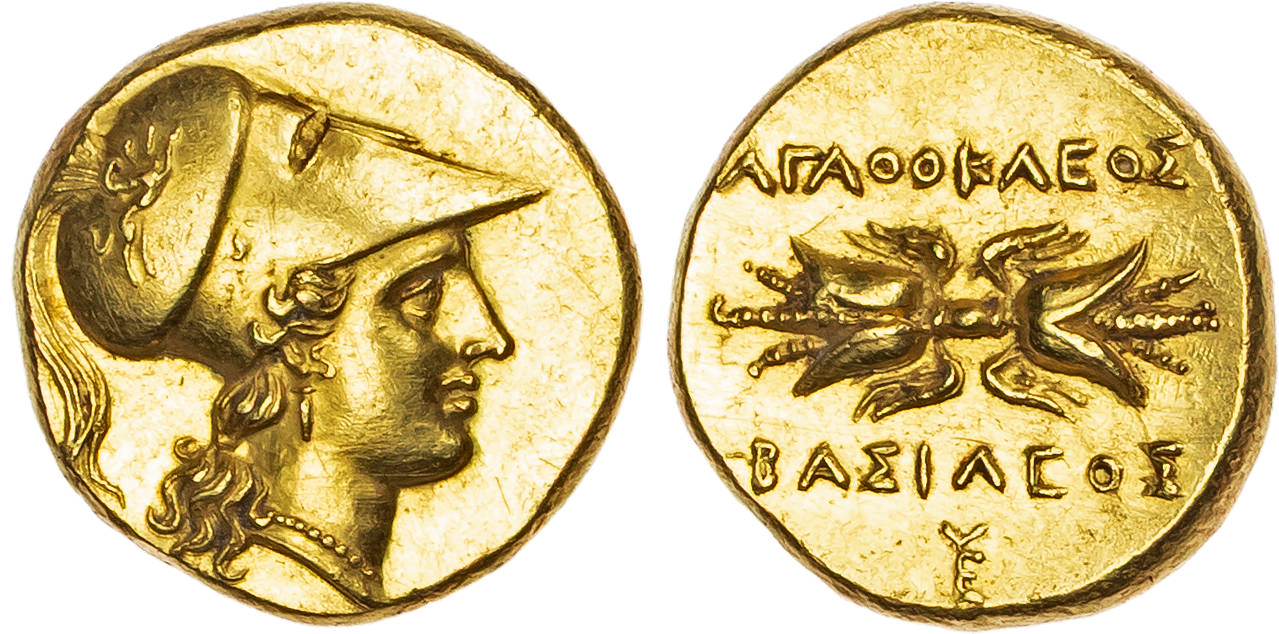 Sicily, Syracuse, Agathokles (317-289 BC) AV 100 Litrai (Double Dekadrachm), c. 304-289 BC,  5.68g. 