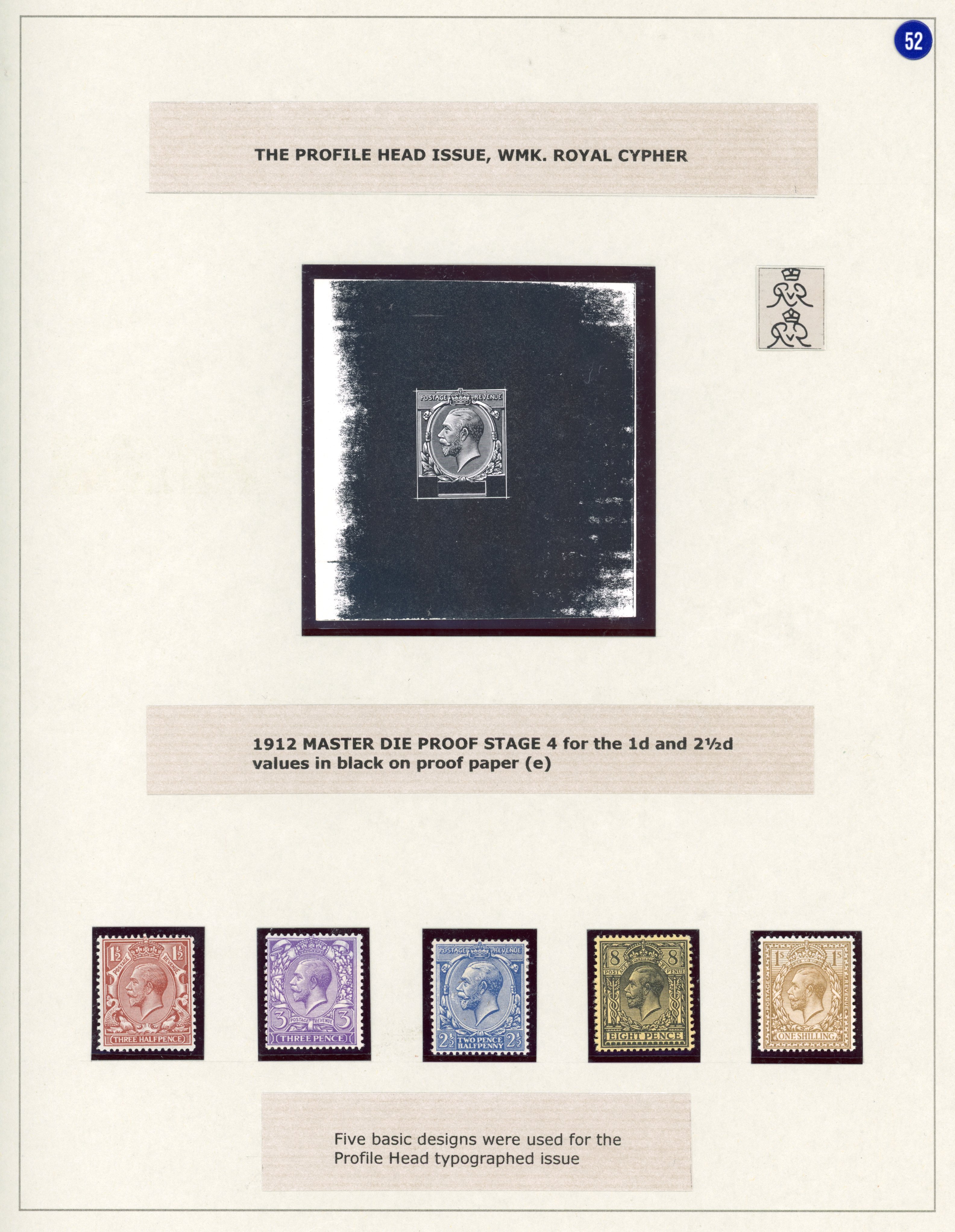 GB 1912 Profile Head Master Die Proof, stage 4, second state