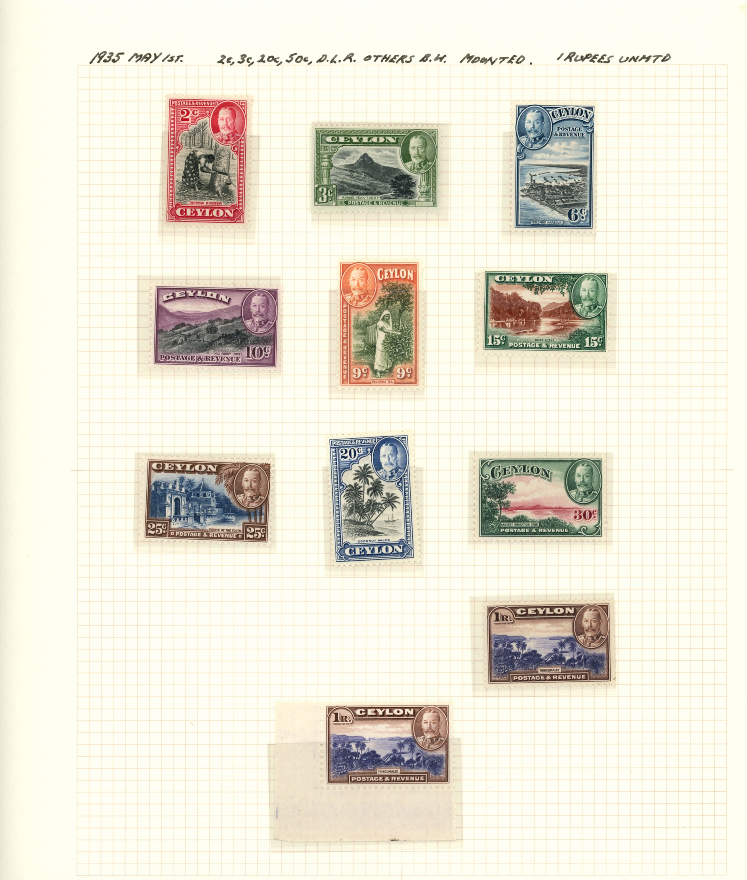 1935-49 mint collection (252) on leaves....