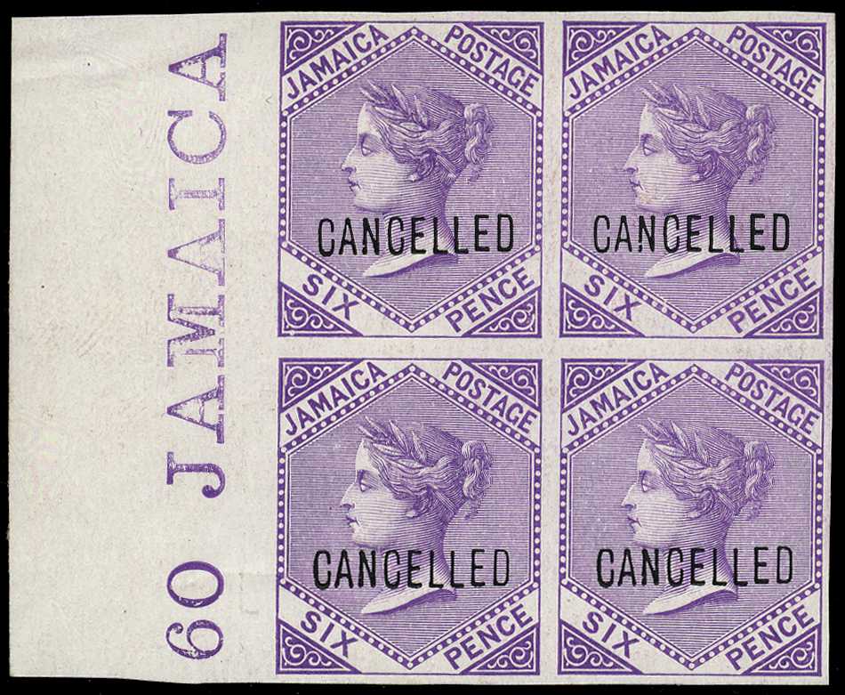 c.1872 6d mauve imperf plate proof left...