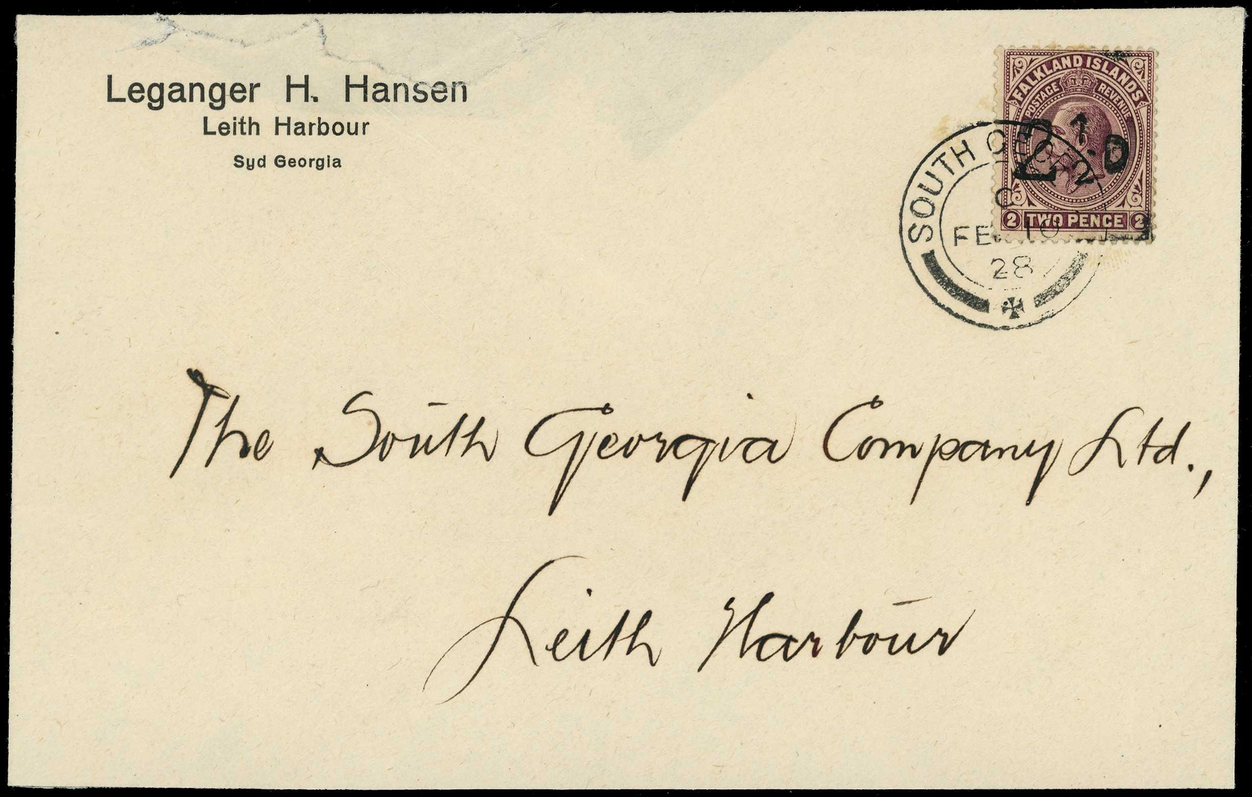1928 2½d on 2d purple-brown 'South...