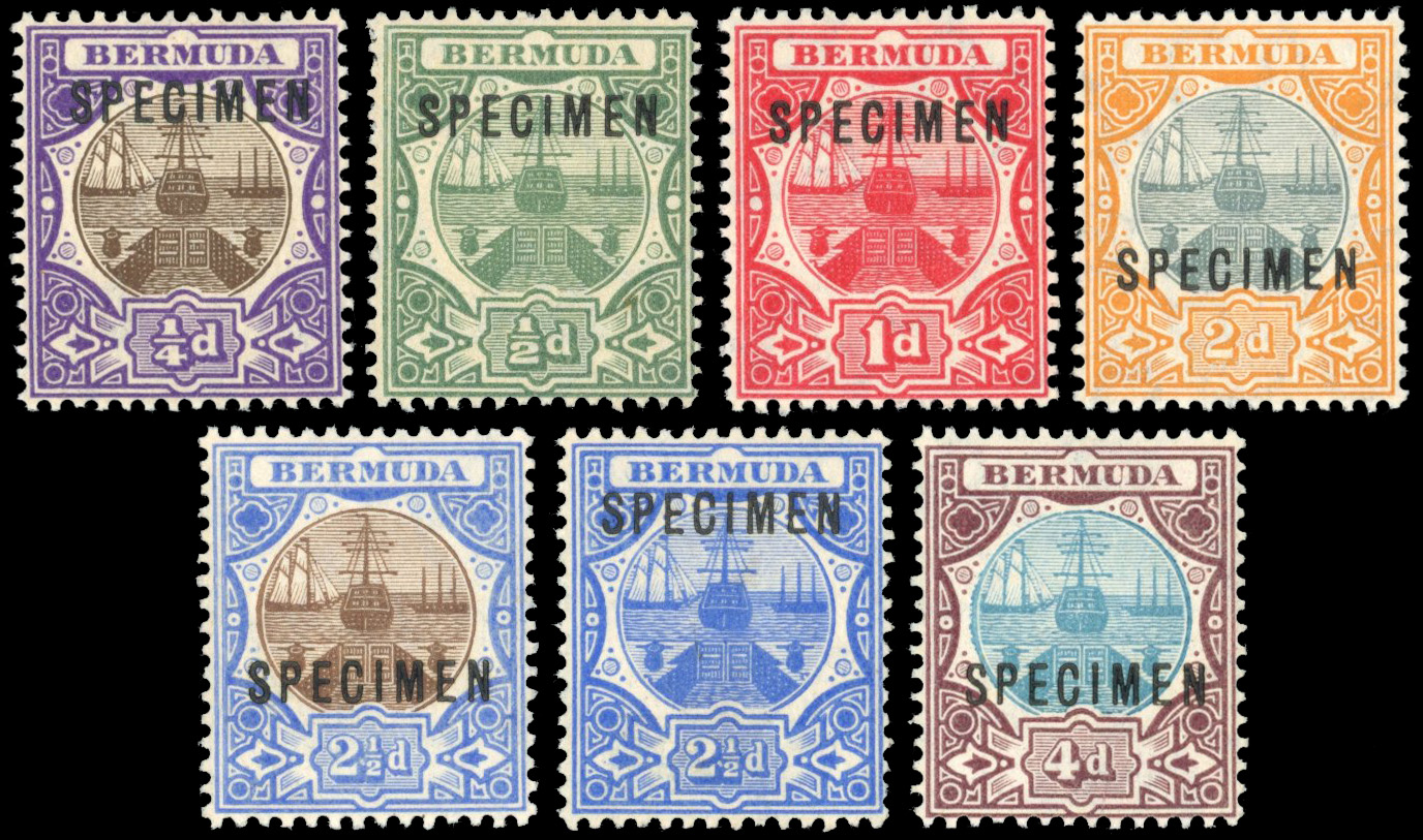 Bermuda SG 34s-42s 1906-10 Dry Dock Specimen set