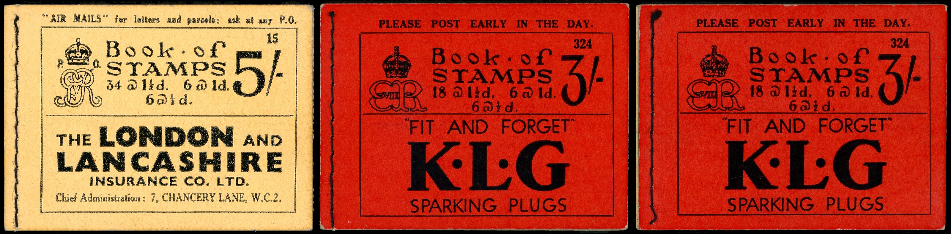 GB: 1935 5s booklet, buff cover, 1936 KEVIII 3s booklet, scarlet cover, edition 324, SG BB37, SG BC3