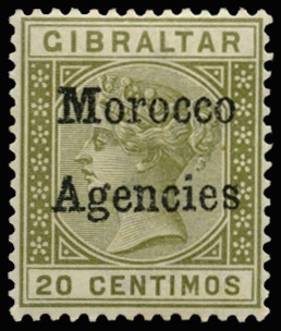 1898-1900 20c olive-green, type 1 local opt, showing...