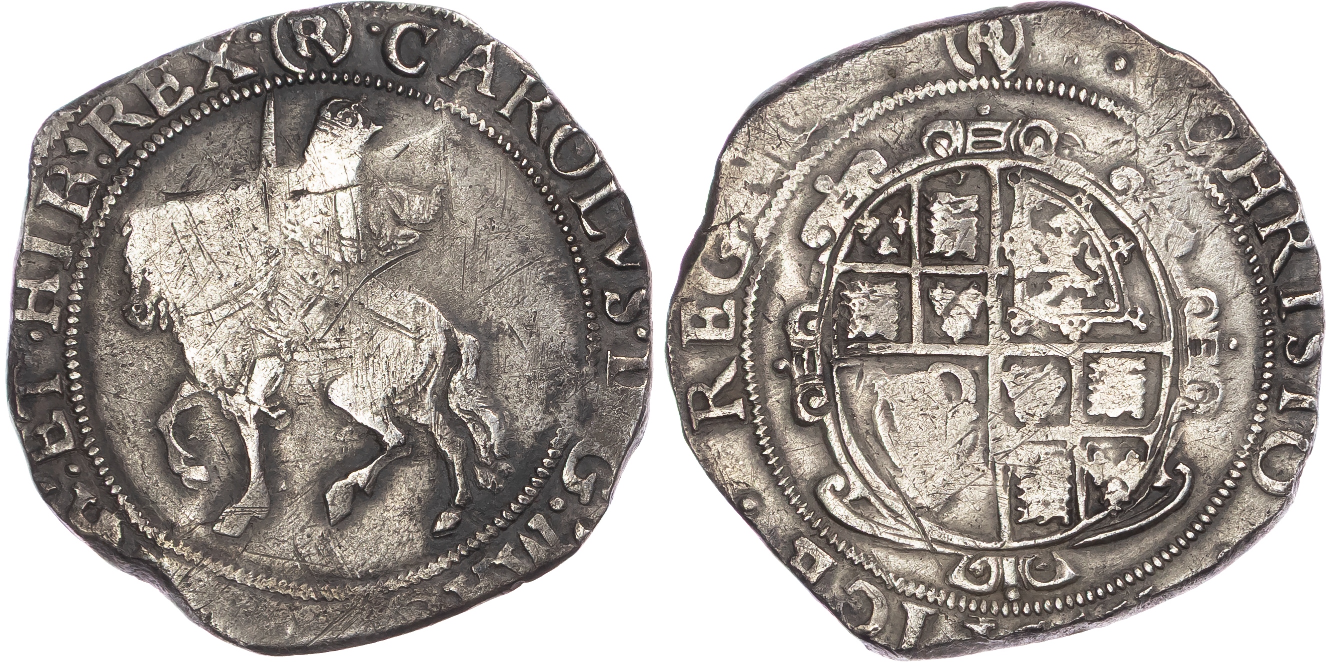 Charles I (1625-1649), AR Halfcrown, Group 3, Type 3a3, Tower mint (under Parliament), mm. R in brackets (1644-1645).